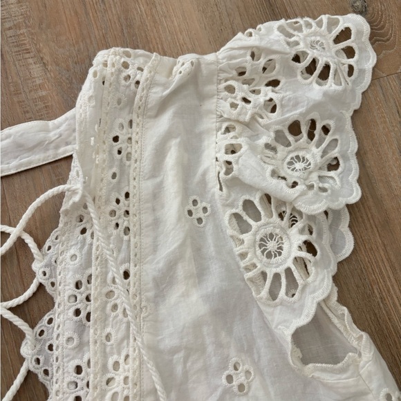 Free People Ivory Eyelet Lace-Up Mini Dress in size small - Picture 4 of 11